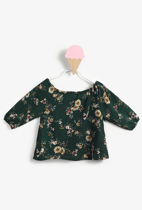Baby Girl Forest Green Boho Chic Blouse
