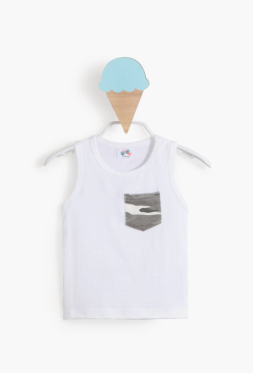 Baby Boy Sleeveless Top with Camouflage Pocket 