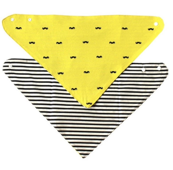 Black Striped Yellow Bandana Bib for Baby