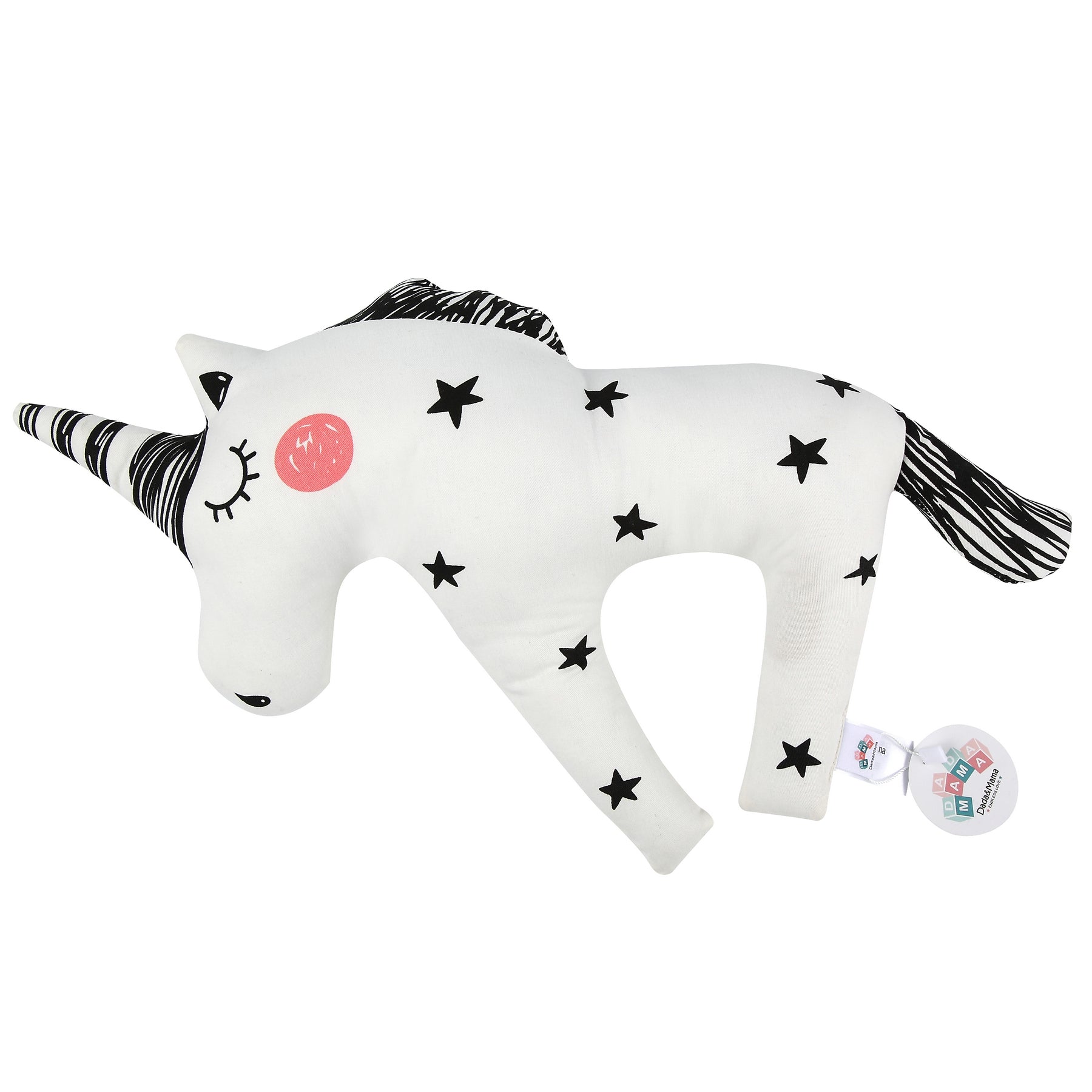 Black & White Unicorn Baby Pillow 
