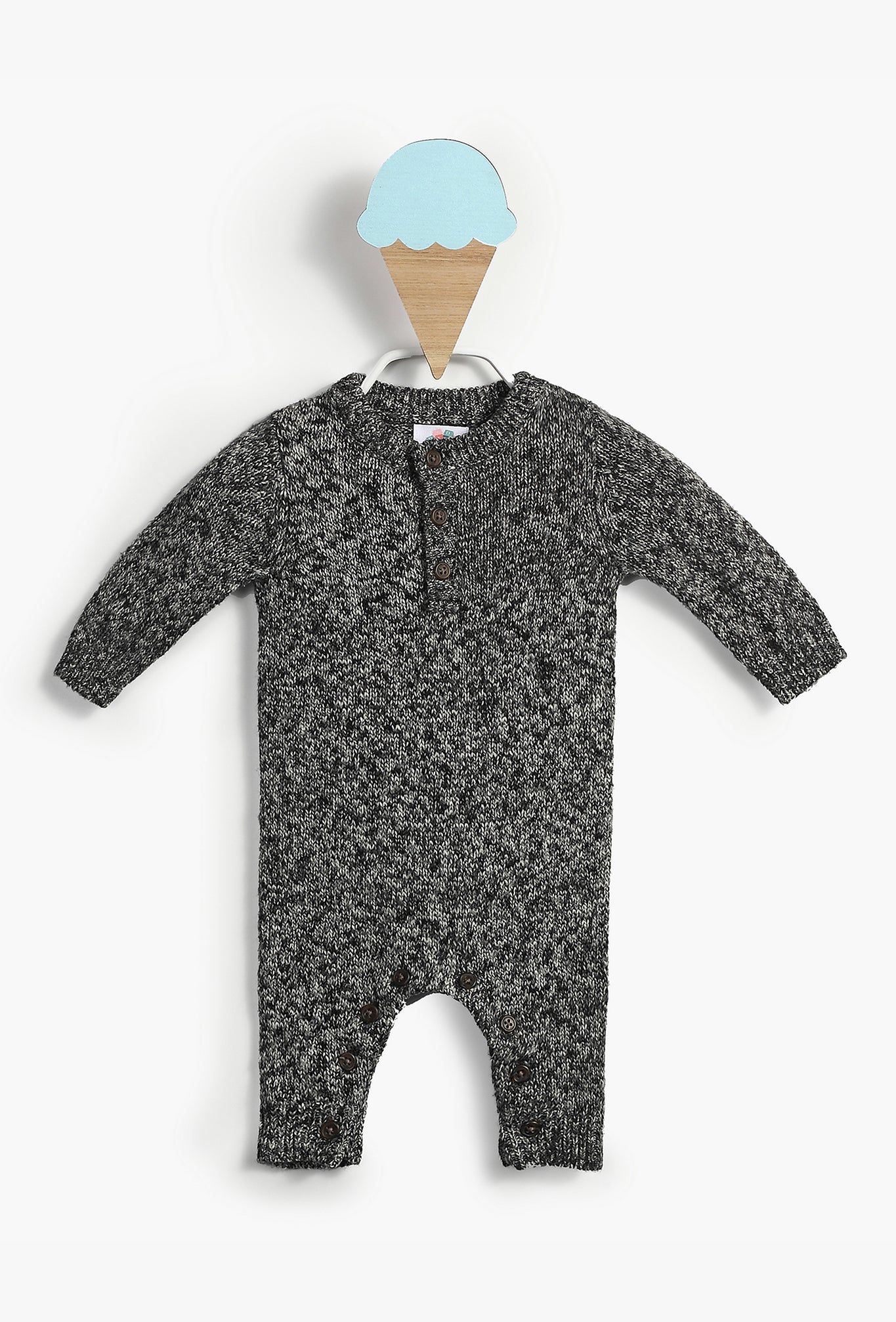 Grey Knit Baby Boy Onesie