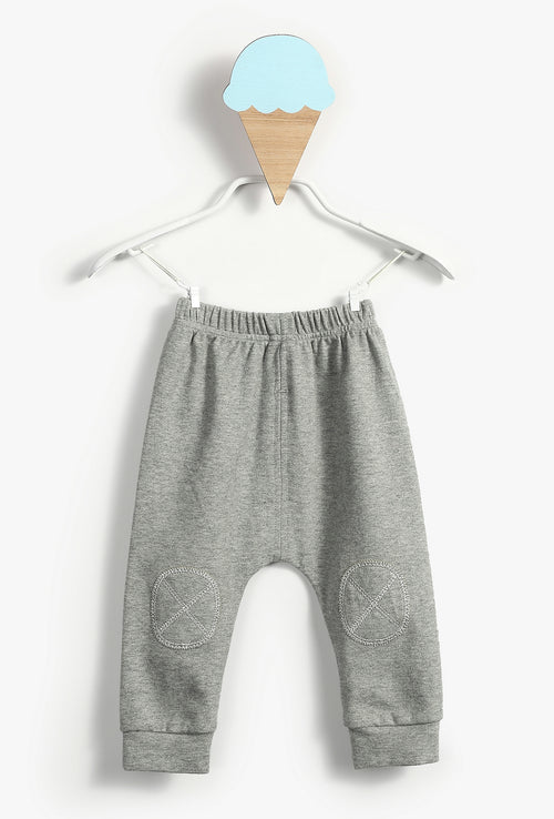Grey Baby Boy Sweatpants with Knee Patches