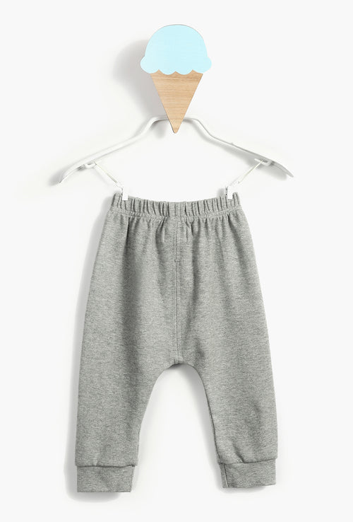  Baby Boy Grey Sweatpants with Knee Patches 