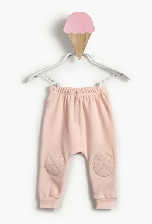 Pink Baby Girl Sweatpants with Knee Patches 