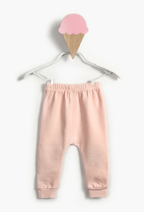 Baby Girl Pink Sweatpants with Knee Patches 