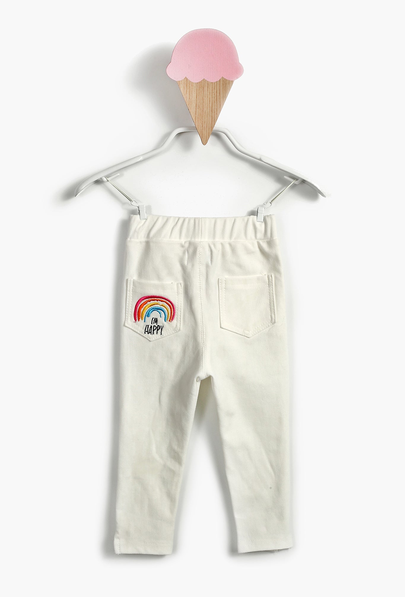 White Tailored Rainbow Baby Girl Pants