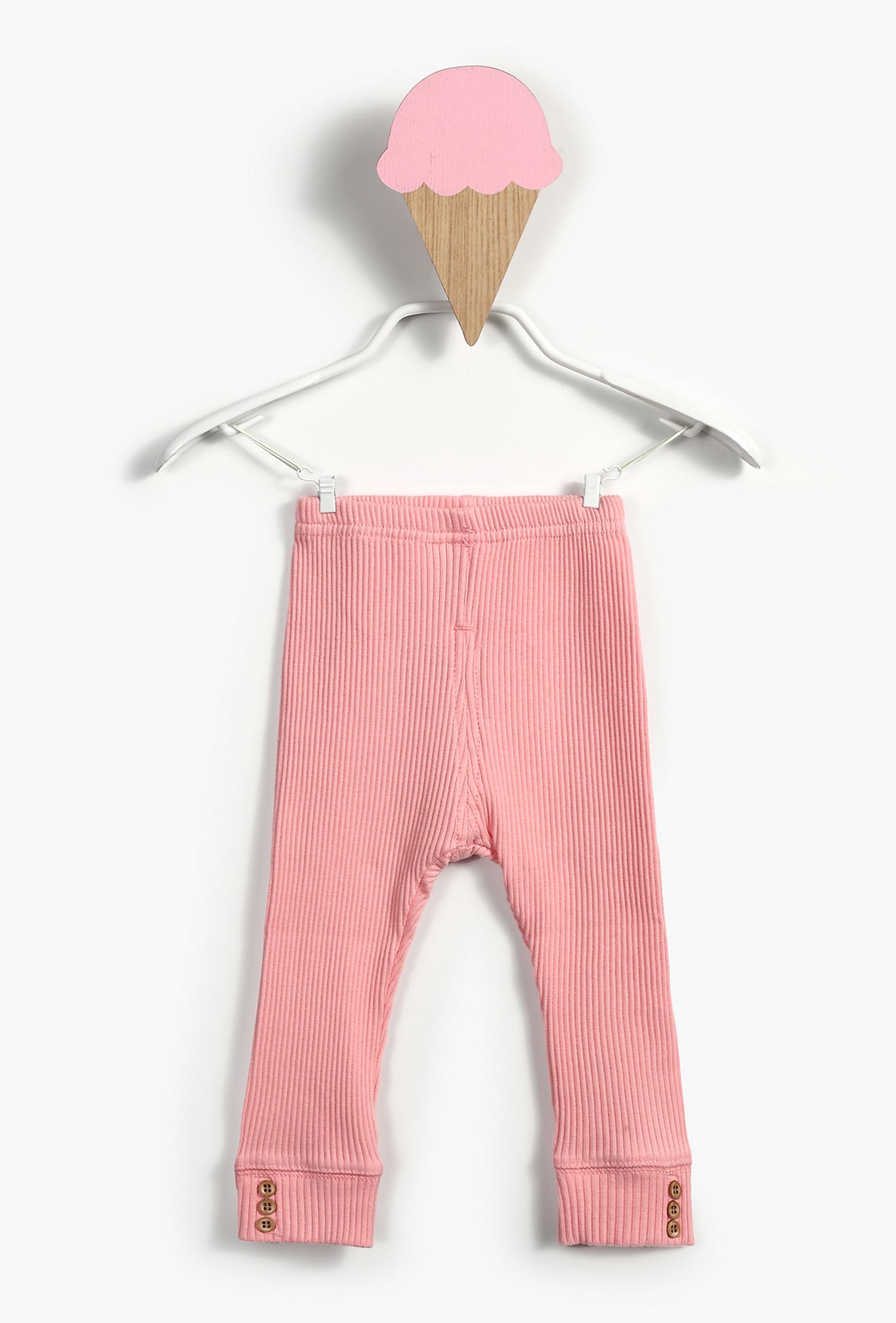 Pink Ribbed Baby Girl Cotton Leggings