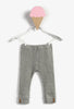Grey Ribbed Baby Girl Cotton Leggings 