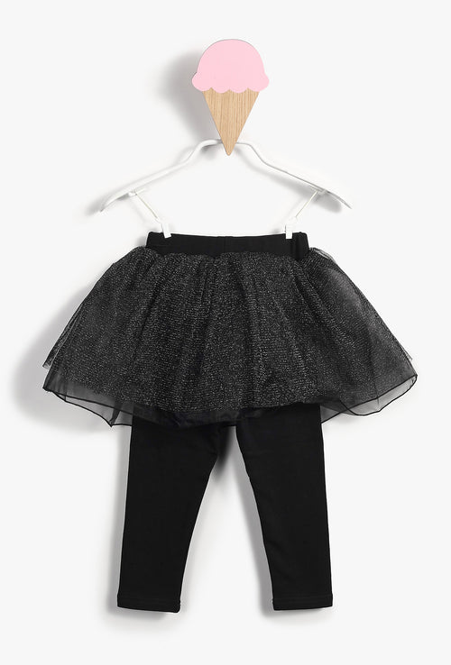 Baby Girl Black Leggings Skirt
