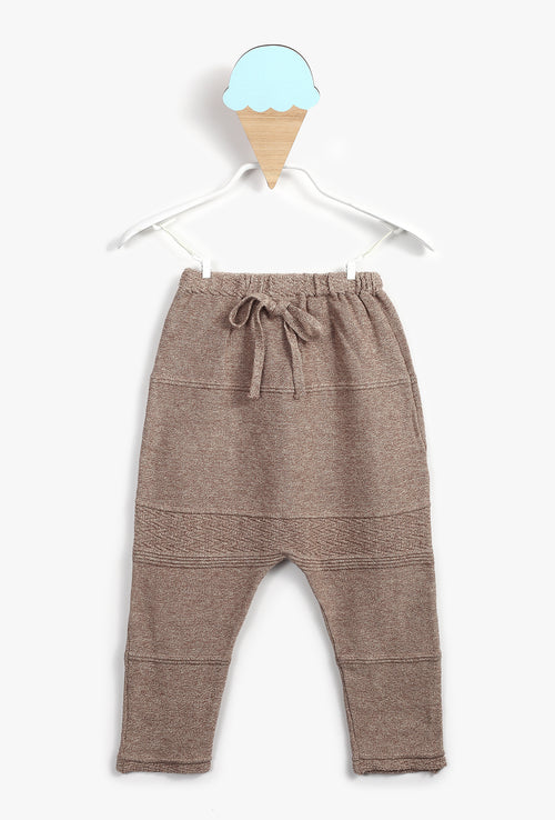 Beige Oversized knit Baby Boy Pants