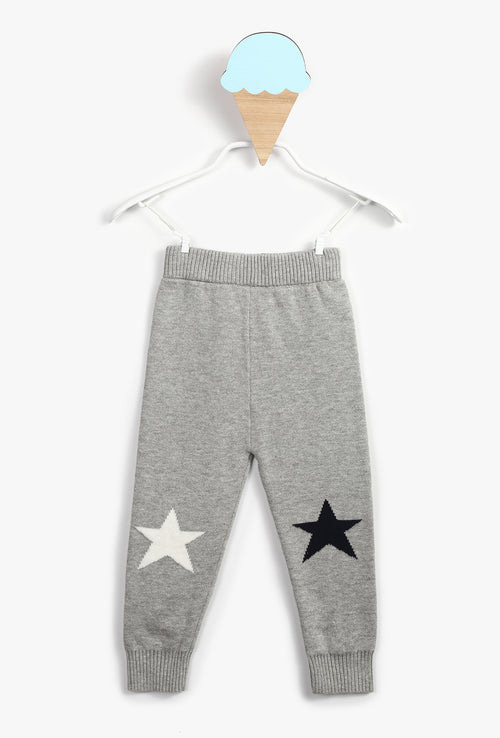 Star knit Baby Boy Grey Leggings