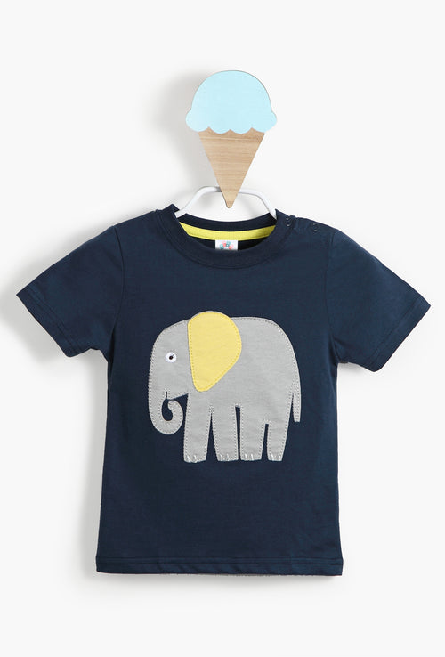 Baby Boy Grey Elephant Printed Tshirt
